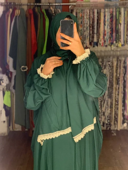 اسدال صلاة قطن سادة - اخضر غامق