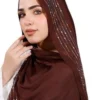 طرحة هاند ميد من القطن - مقاس (75 سم × 200 سم) - بني
