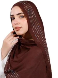 طرحة هاند ميد من القطن - مقاس (75 سم × 200 سم) - بني