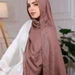 طرحة هاند ميد من القطن - مقاس (75 سم × 200 سم) - بني فاتح
