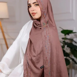 طرحة هاند ميد من القطن - مقاس (75 سم × 200 سم) - بني فاتح