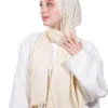 طرحة هاند ميد من القطن - مقاس (75 سم × 200 سم) - بيج (1)