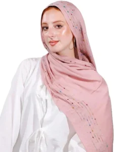 طرحة هاند ميد من القطن - مقاس (75 سم × 200 سم) - بينك 2