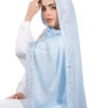 طرحة هاند ميد من القطن - مقاس (75 سم × 200 سم) - ازرق