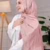 طرحة هاند ميد من القطن - مقاس (75 سم × 200 سم) - بينك