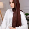 طرحة هاند ميد من القطن - مقاس (75 سم × 200 سم) - بني