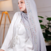 طرحة هاند ميد من القطن - مقاس (75 سم × 200 سم) - فضي