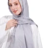 طرحة هاند ميد من القطن - مقاس (75 سم × 200 سم) - فضي
