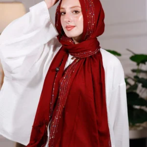 طرحة هاند ميد من القطن - مقاس (75 سم × 200 سم) - نبيتي