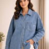 قميص جينز أوفر سايز ستايل كاجوال – أزرق