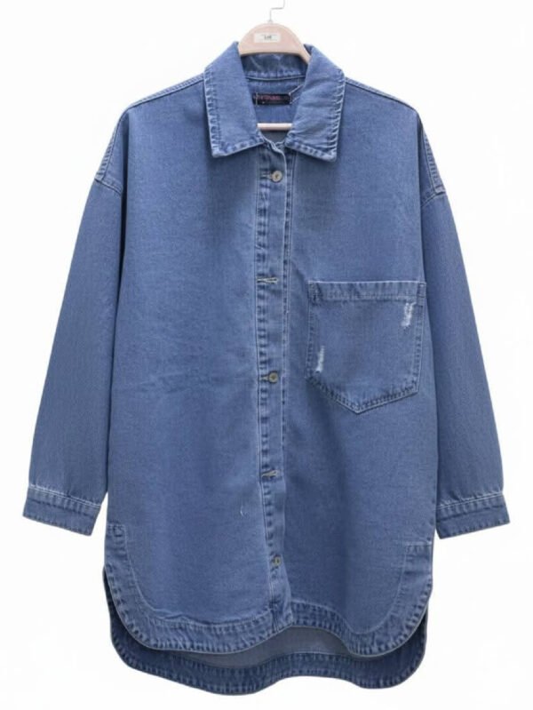 قميص جينز أوفر سايز ستايل كاجوال – أزرق