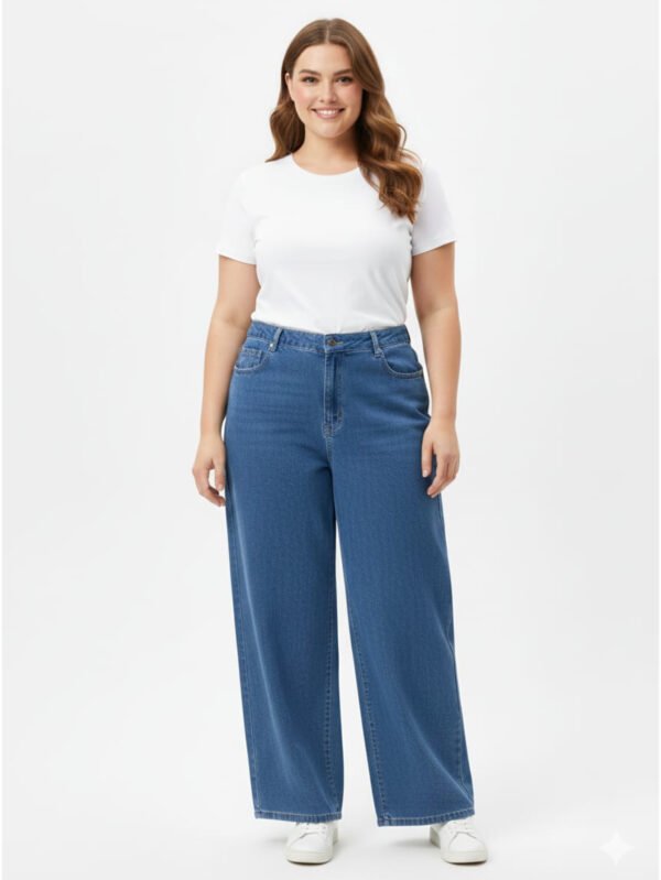 بنطلون جينز حريمي واسع - أزرق فاتح