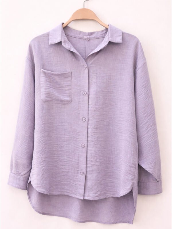 قميص حريمي واسع بأزرار بأستايل مريح وكاجوال