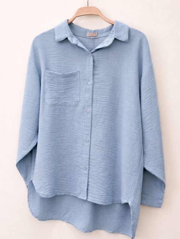 قميص حريمي واسع بأزرار بأستايل مريح وكاجوال