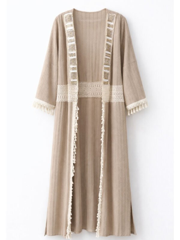كارديجان حريمي طويل بيج مطرز – كاجوال شيك بستايل بوهيمي