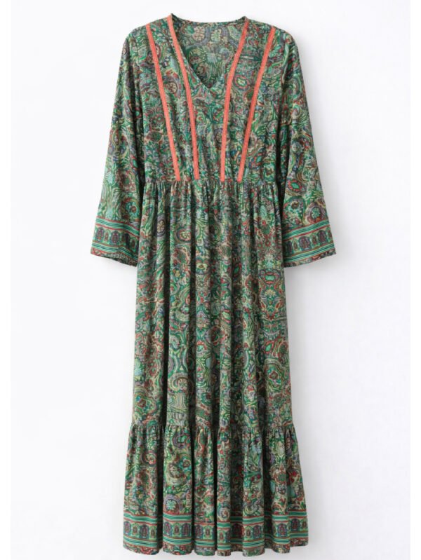 فستان حريمي طويل مشجر بستايل بوهيمي – كاجوال شيك بخامة خفيفة