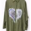 قميص حريمي واسع بتطريز قلوب لامعة – ستايل كاجوال شيك