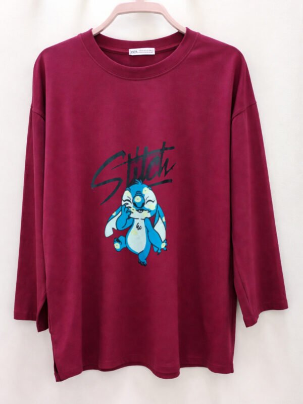 تيشيرت حريمي أوفر سايز بطبعة – لون نبيتي مميز