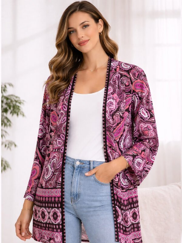 كارديجان حريمي طويل بنقشة – ألوان مميزة وجريئة