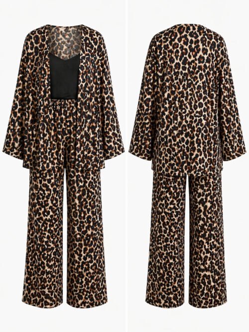 طقم حريمي (كيمونو + بنطلون) ليوبارد – ستايل جريء وعصري
