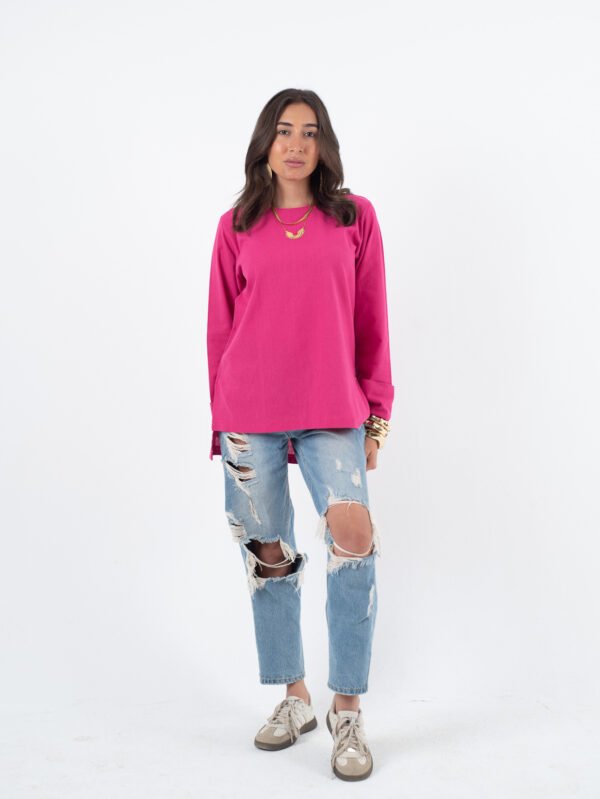 بلوزة حريمي كاجوال سادة – لون فوشيا ستايل عصري