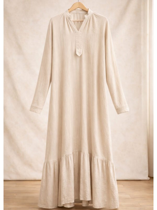 فستان سادة بستايل ناعم مريح مناسب للكاجول لوك