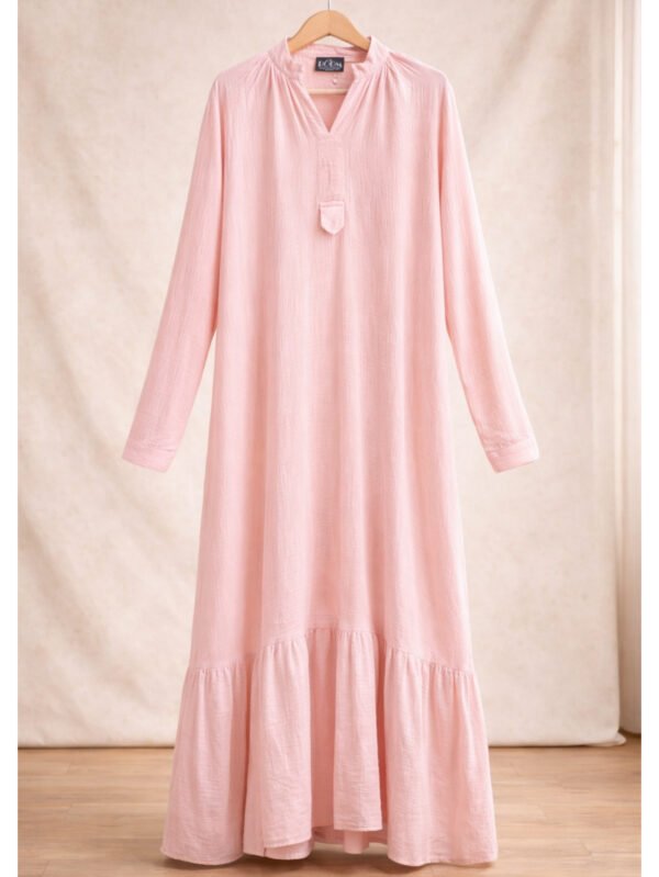 فستان سادة بستايل ناعم مريح مناسب للكاجول لوك