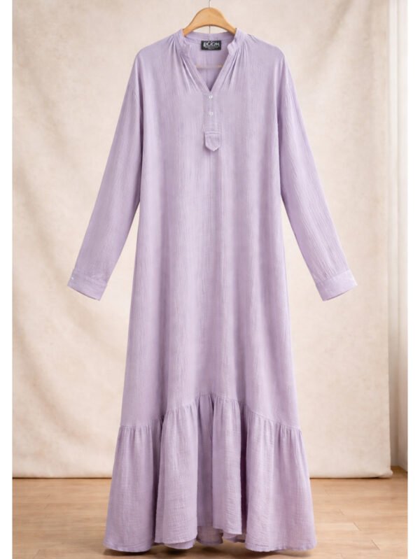 فستان سادة بستايل ناعم مريح مناسب للكاجول لوك