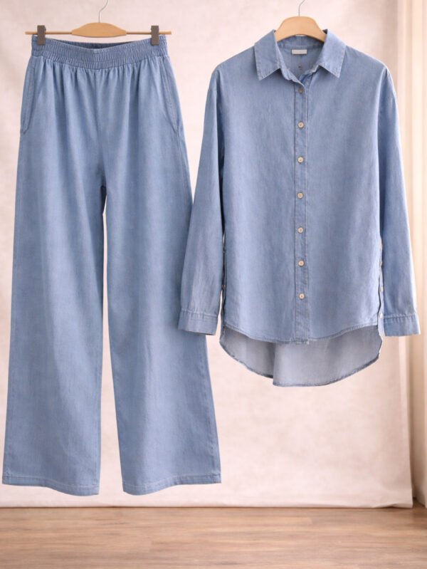 طقم حريمي قميص وبنطلون ستايل كاجوال مريح