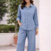 طقم حريمي قميص وبنطلون ستايل كاجوال مريح