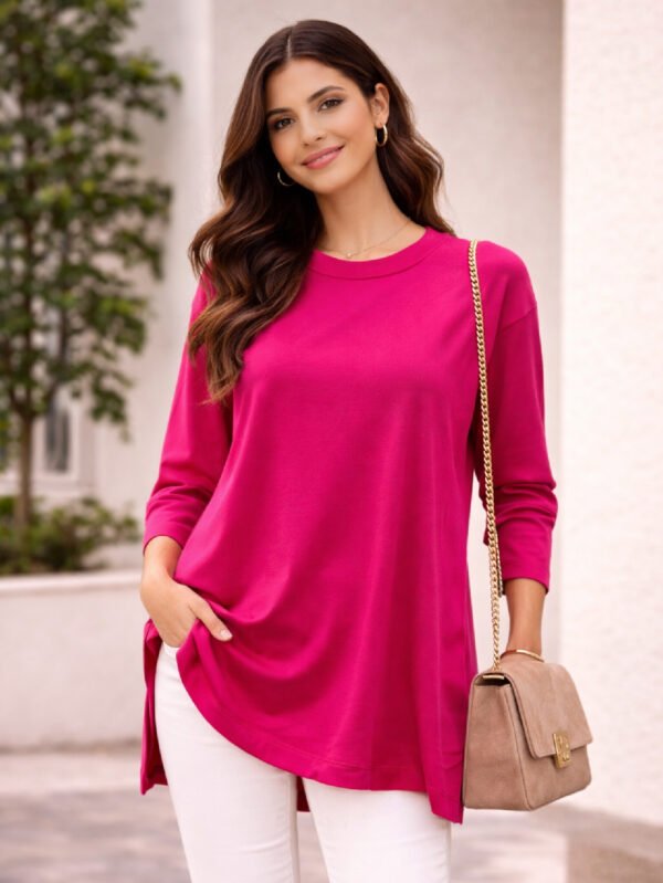 بلوزة حريمي سادة بستايل كاجوال مريح