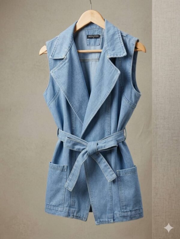 جاكيت جينز كت بحزام ستايل عصري كاجوال