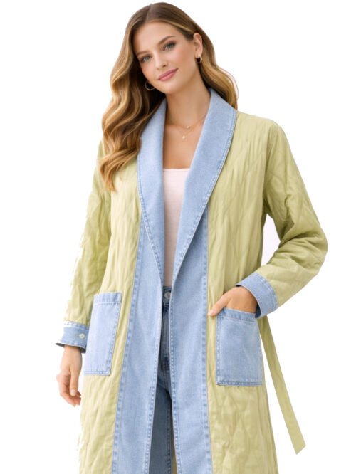 كارديجان حريمي طويل بقماش خفيف مع جينز