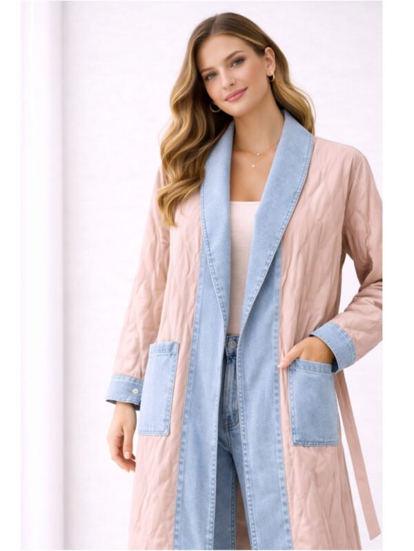 كارديجان حريمي طويل بقماش خفيف مع جينز