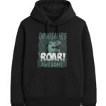 هودي حريمي بطبعة جرافيك مختلفة - أسود