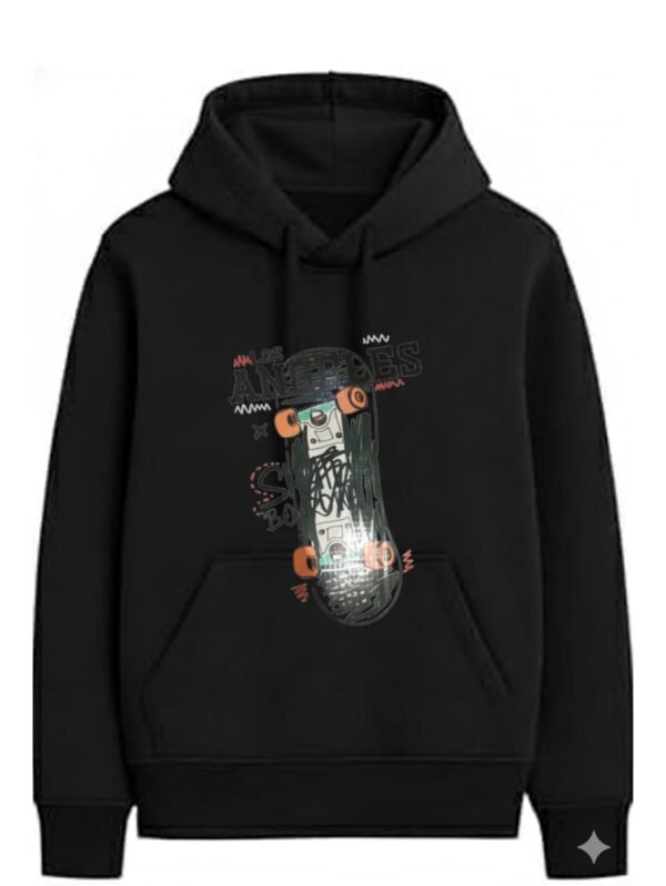 هودي حريمي بطبعة جرافيك مختلفة - أسود