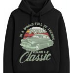 هودي حريمي بطبعة جرافيك مختلفة - أسود