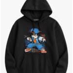 هودي حريمي بطبعة جرافيك مختلفة - أسود