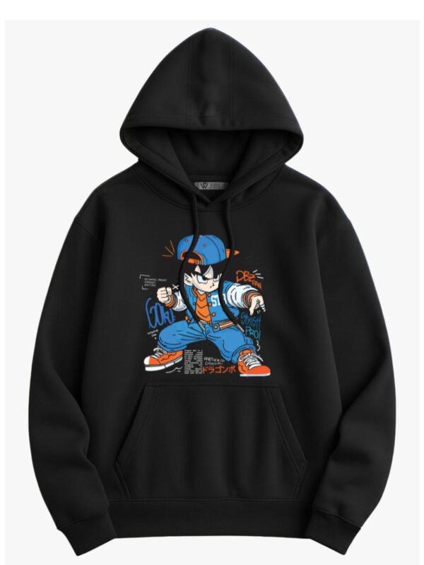 هودي حريمي بطبعة جرافيك مختلفة - أسود