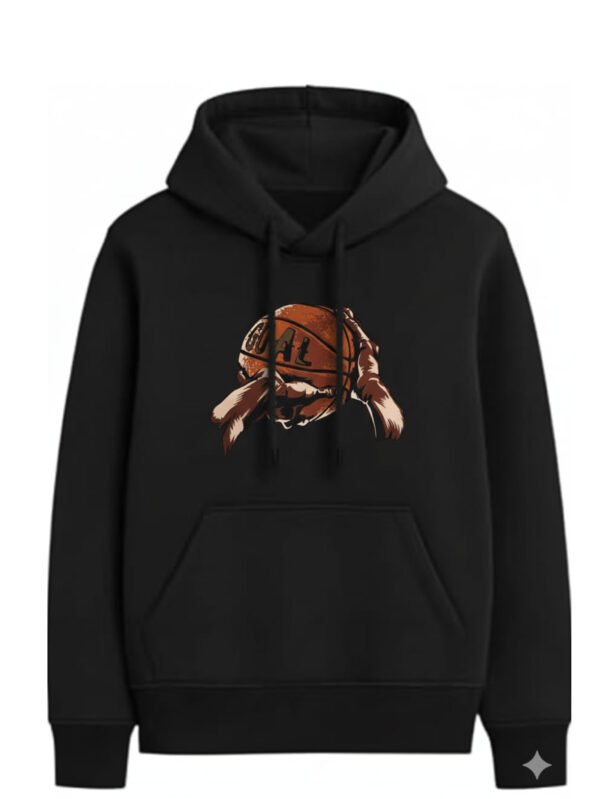 هودي حريمي بطبعة جرافيك مختلفة - أسود